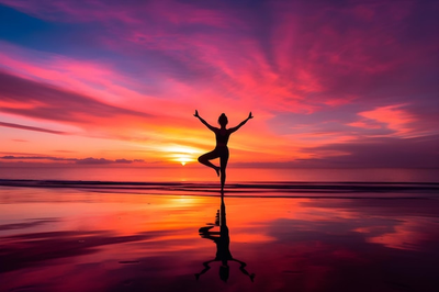 Yoga on the Beach at Sunset